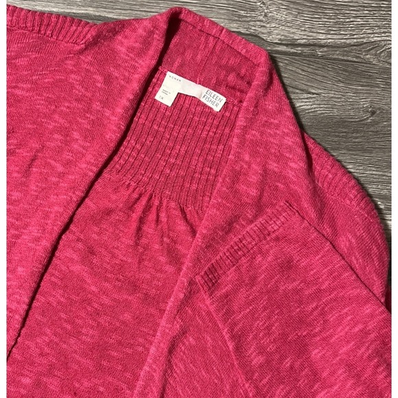 Eileen Fisher Waterfall Linen Blend Open Cardigan Magenta Sweater SZ 1X - Picture 1 of 9